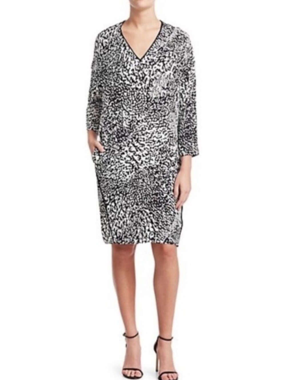 ESCADA Dixani Abstract Leopard Print V-Neck Shift Dress | SZ EU44 / US14